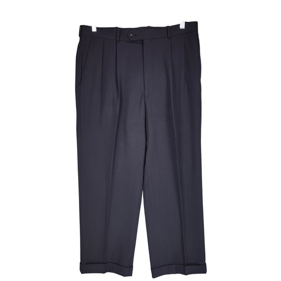 Biella Italia Corporate Image Dress Pant 36 Men Gray Pleats Cuff 36x27 Tom James - Picture 1 of 11